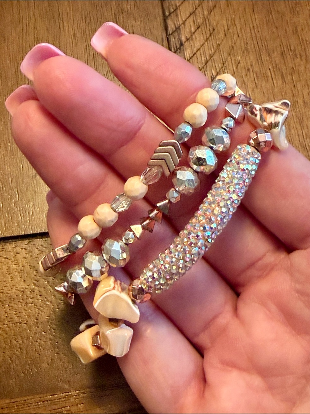 Sparkling Peach Crystal Multi-Strand Women's Erimish Bracelet